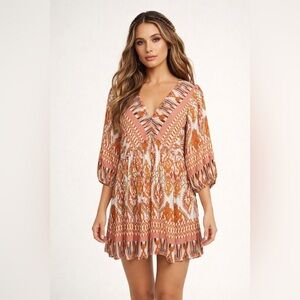 BTFBM Bohemian Print V-Neck‎ Dress Large